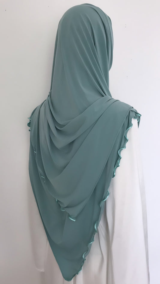 Hijab Jersey luxe froncé Vert eau