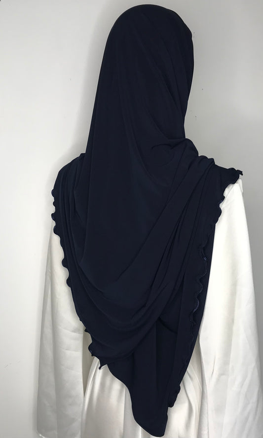 Hijab Jersey Luxe Froncé Bleu nuit