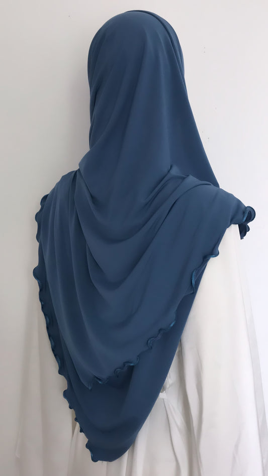 Hijab Jersey Luxe froncé Bleu